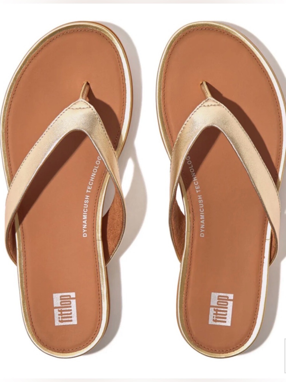 FitFlop Gracie Leather Metallic Platini Gold Sandals Women’s US 9